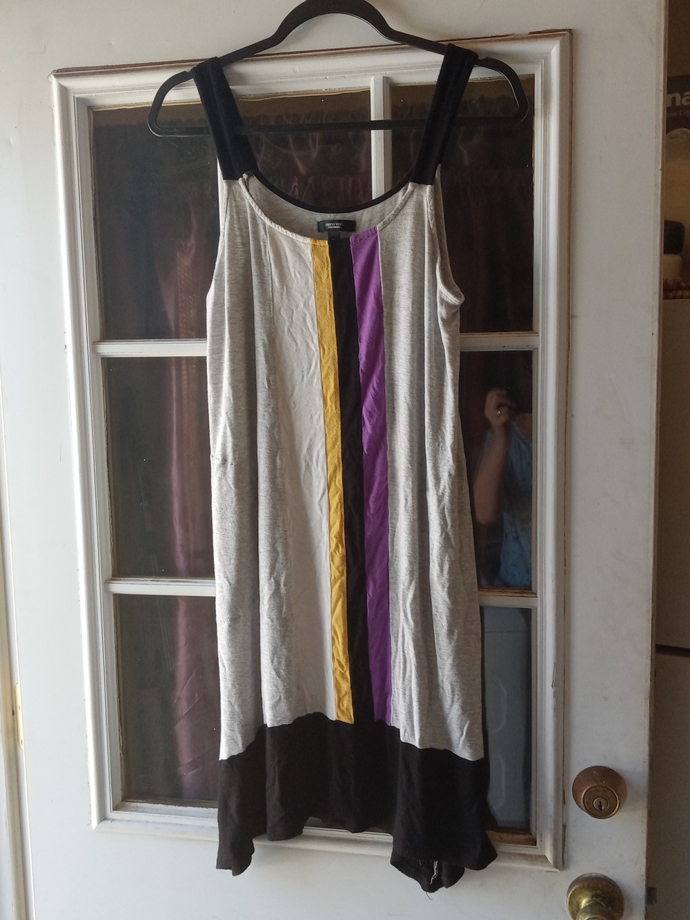 Simply Vera Vera Wang Light Gray Nightgown with Purple & Gold Center Stripes